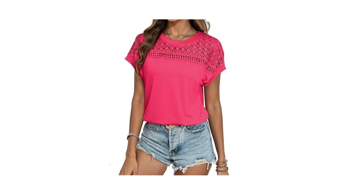 Glamaker Womens Tshirts Summer Casual Tops Trendy Cap Sleeve Lack