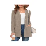 Auslook Plus Size Women Long Sleeve Cardigan 2x Apricot Open