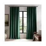 Beauoop Dark Green Velvet Curtains 84 Inches Long 2 Panels