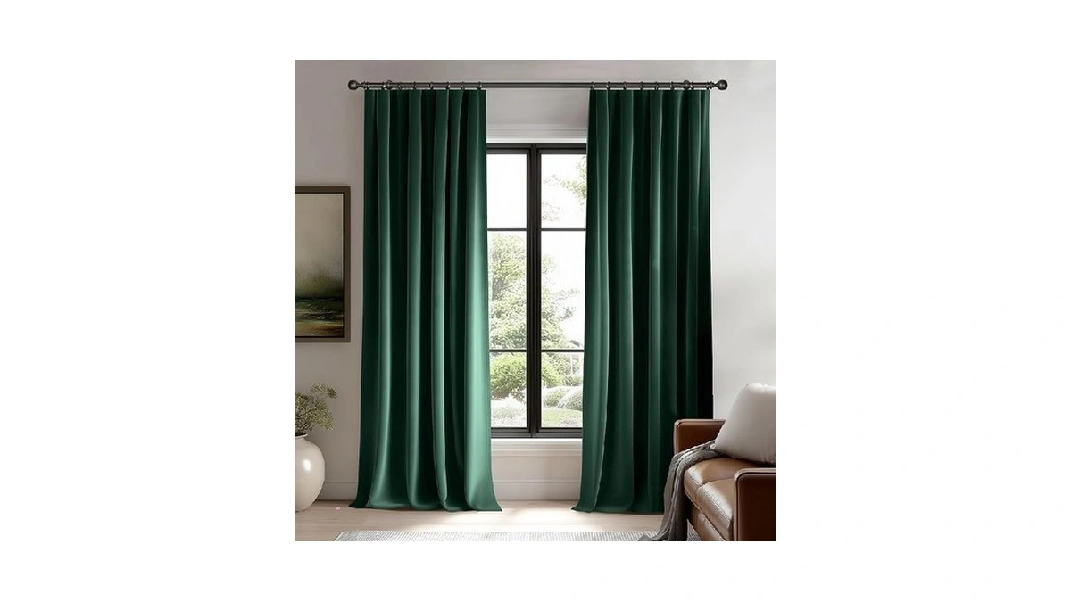 Beauoop Dark Green Velvet Curtains 84 Inches Long 2 Panels