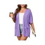 Auslook Plus Size Lilac Purple Cardigan For Women 1x Short