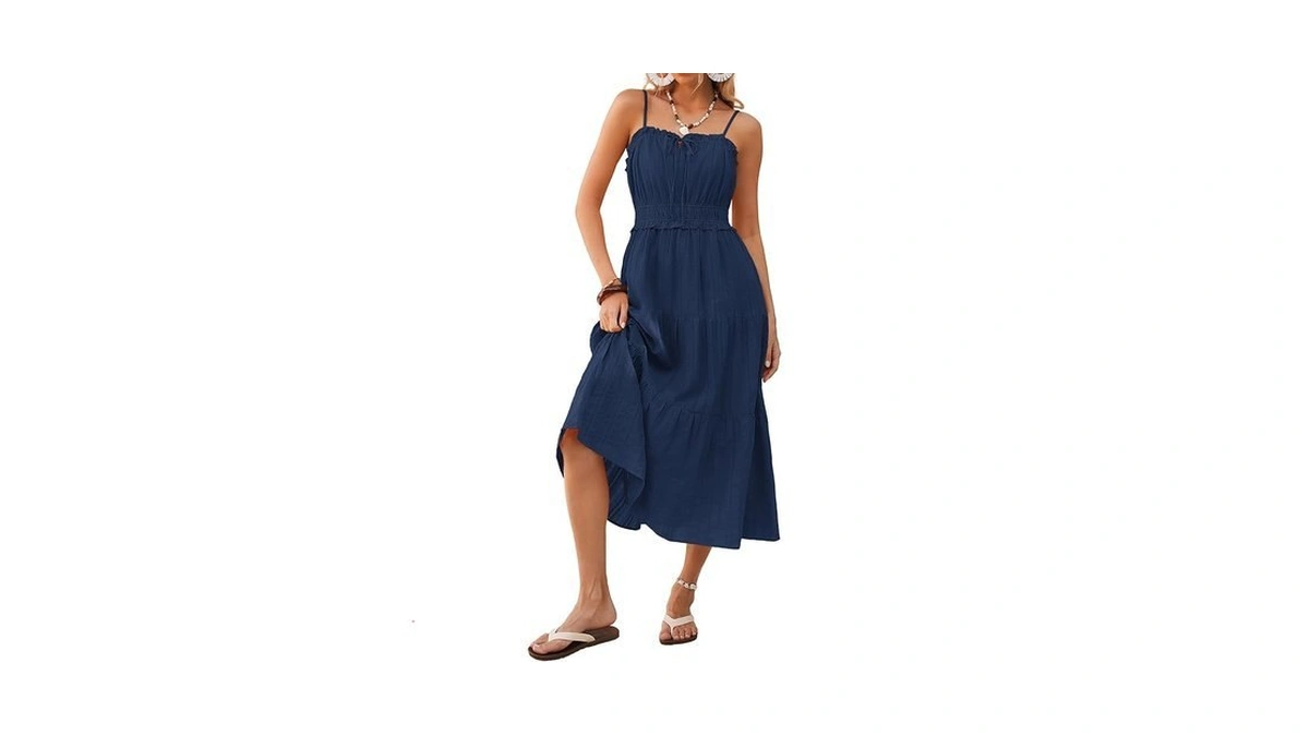 Kate Kasin Women Summer Casual Midi Dresses 2026, Spaghetti Strap