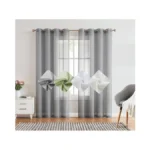 Randall Faux Linen Window Curtains Gray Sheer Open Weave Window
