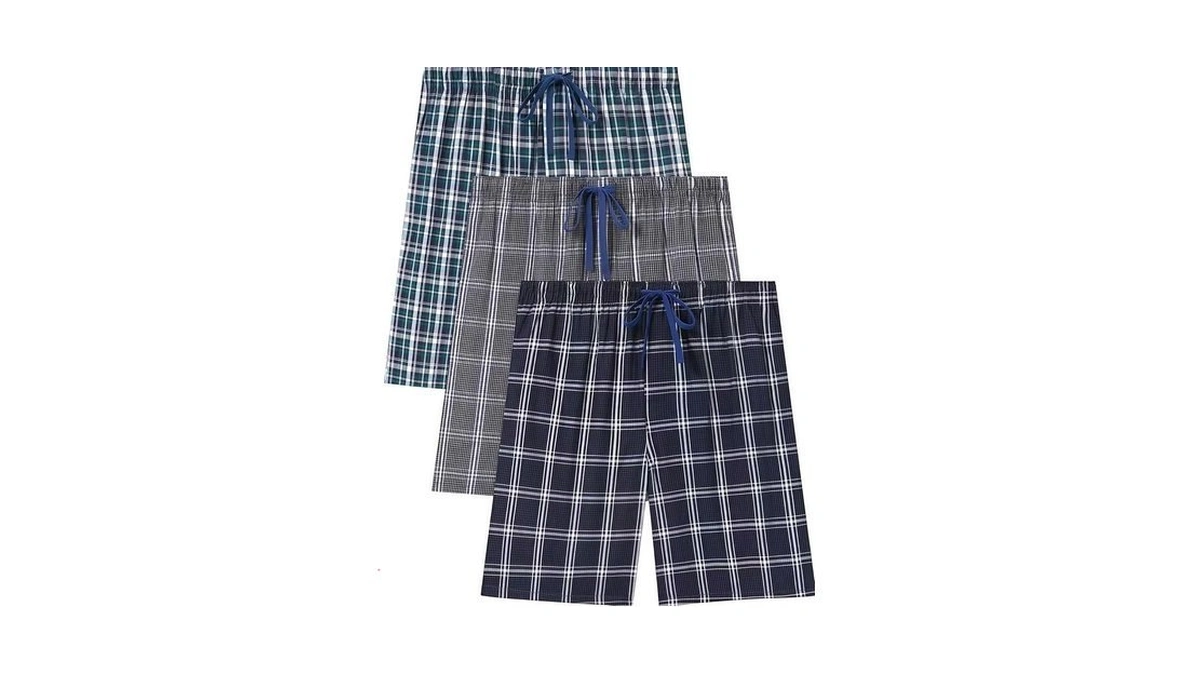 Jveyvth Men's Plaid Pajama Shorts Relaxed Fit Lounge Pants With