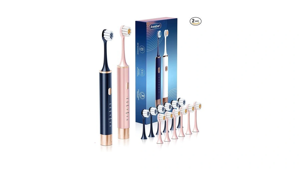Aneebart Blue & Pink Electric Toothbrush For Adults, Usb Rechargeable