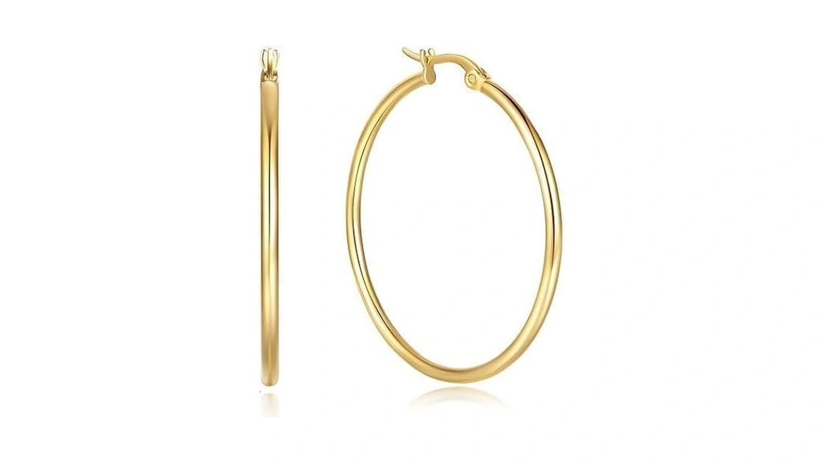 14k Gold Hoop Earrings For Women Gold Earrings Classic Shiny
