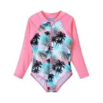 Tfjh E Kids Girls Rashguard Swimsuit Uv 50+ Long Sleeve