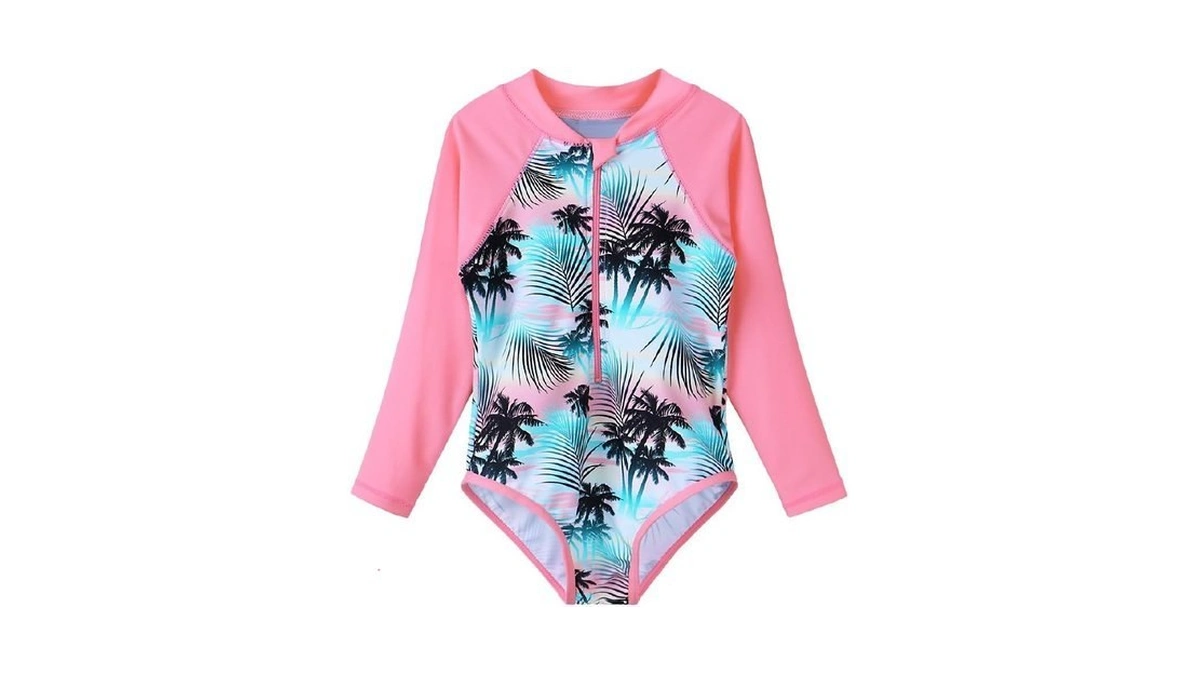 Tfjh E Kids Girls Rashguard Swimsuit Uv 50+ Long Sleeve