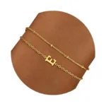 Baylay Gold Initial Bracelet For Women, 18k Gold Plated Layered
