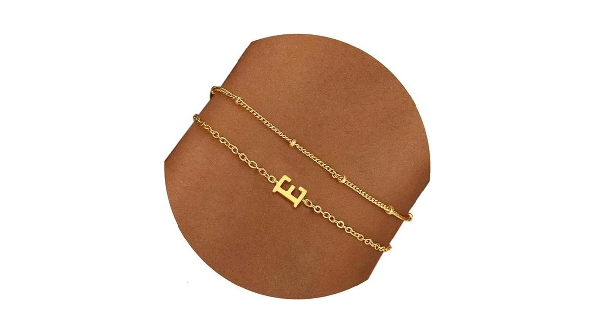 Baylay Gold Initial Bracelet For Women, 18k Gold Plated Layered