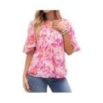 Glamaker Womens Chiffon Blouses Dressy Casual Summer Tops Ruffle Short