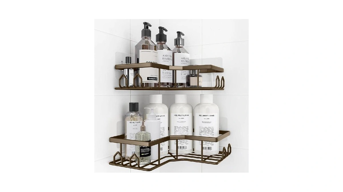 Qhmchldz Adhesive Shower Caddy, 2 Pack Corner Bath Organizer, Rustproof