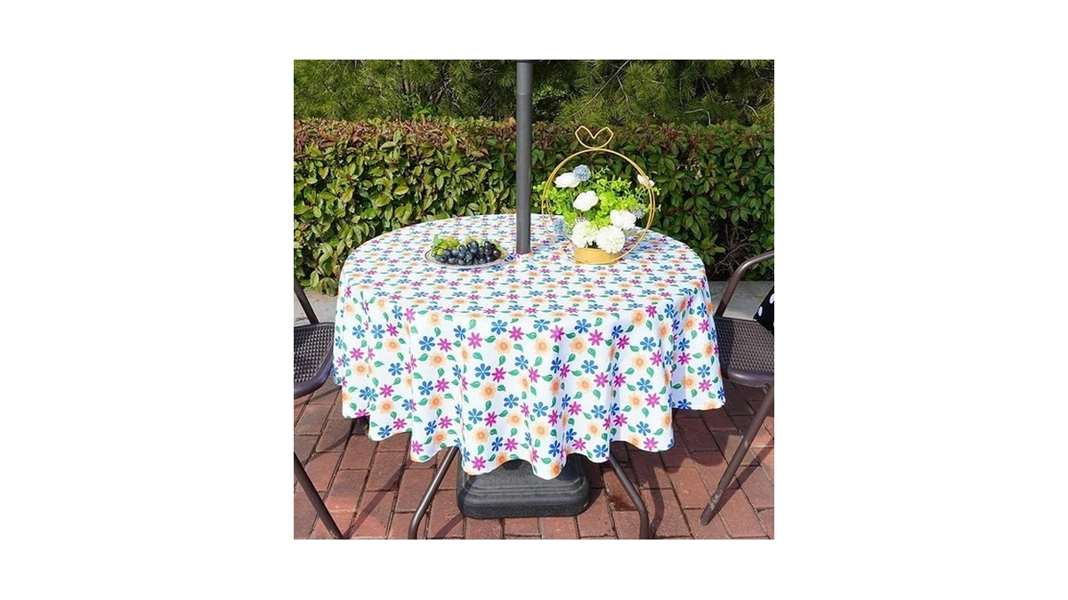 Eternal Beauty 52" Round Tablecloth Waterproof Outdoor Tablecloth With Umbrella
