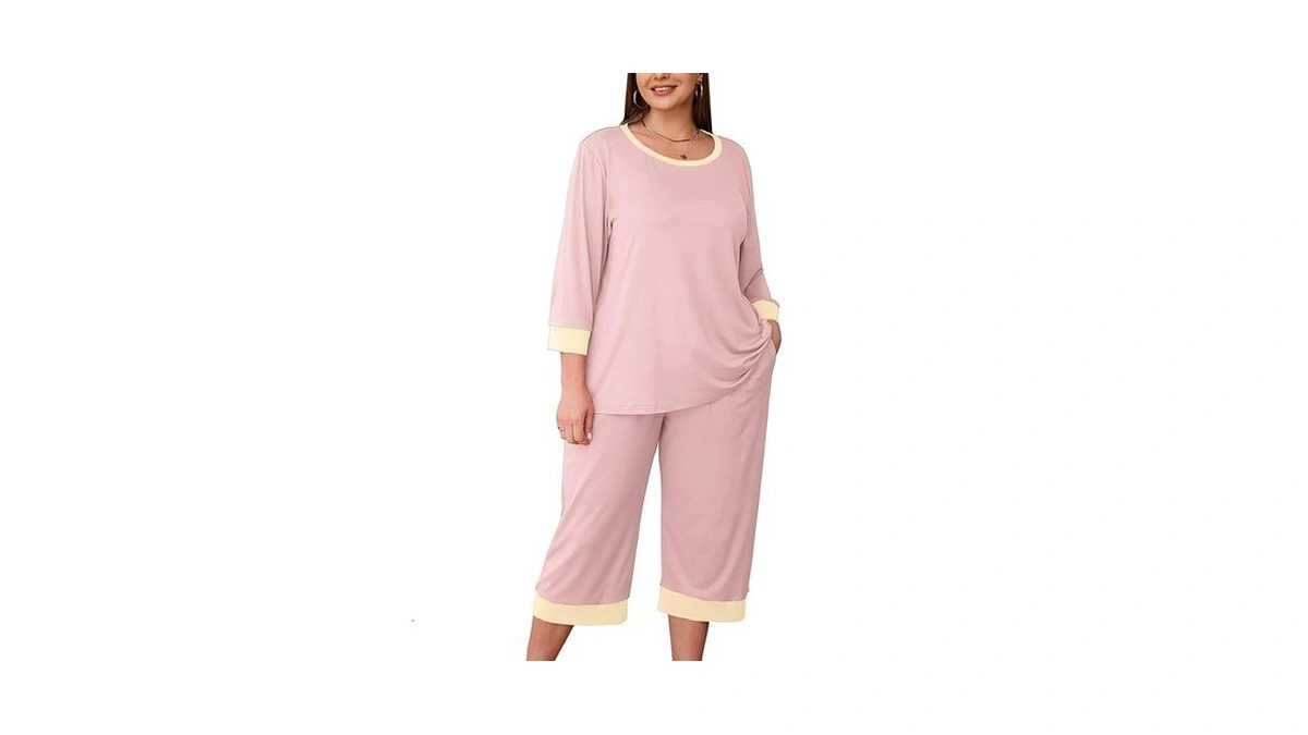 Auslook Women’s Plus Size Pajama Sets Light Pink 2x Soft