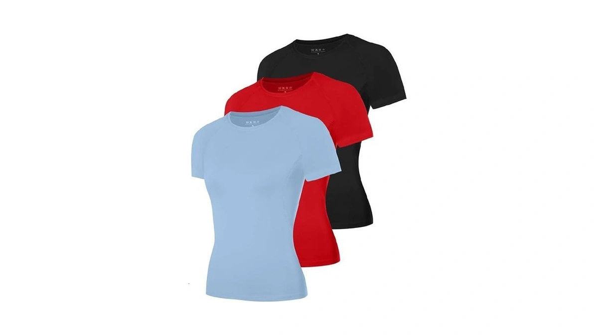 Roadbox Women's Compression Shirts, Short Sleeve Workout Tops Athletic Gym