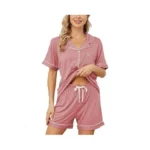 Yoolfine Pajama Sets For Women 2 Piece Sleepwear Short Sleeve
