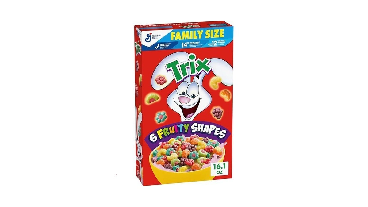 Trix Fruity Breakfast Cereal, 6 Fruity Shapes, Whole Grain, Family