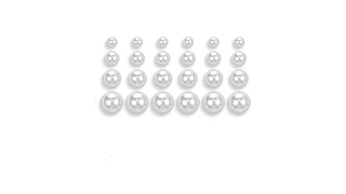 12 Pairs Pearl Stud Earrings For Women, Hypoallergenic Stainless Steel