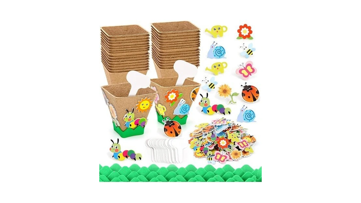 Ayfjovs 30 Pack Garden Paper Pot Craft Kit, Square Plant