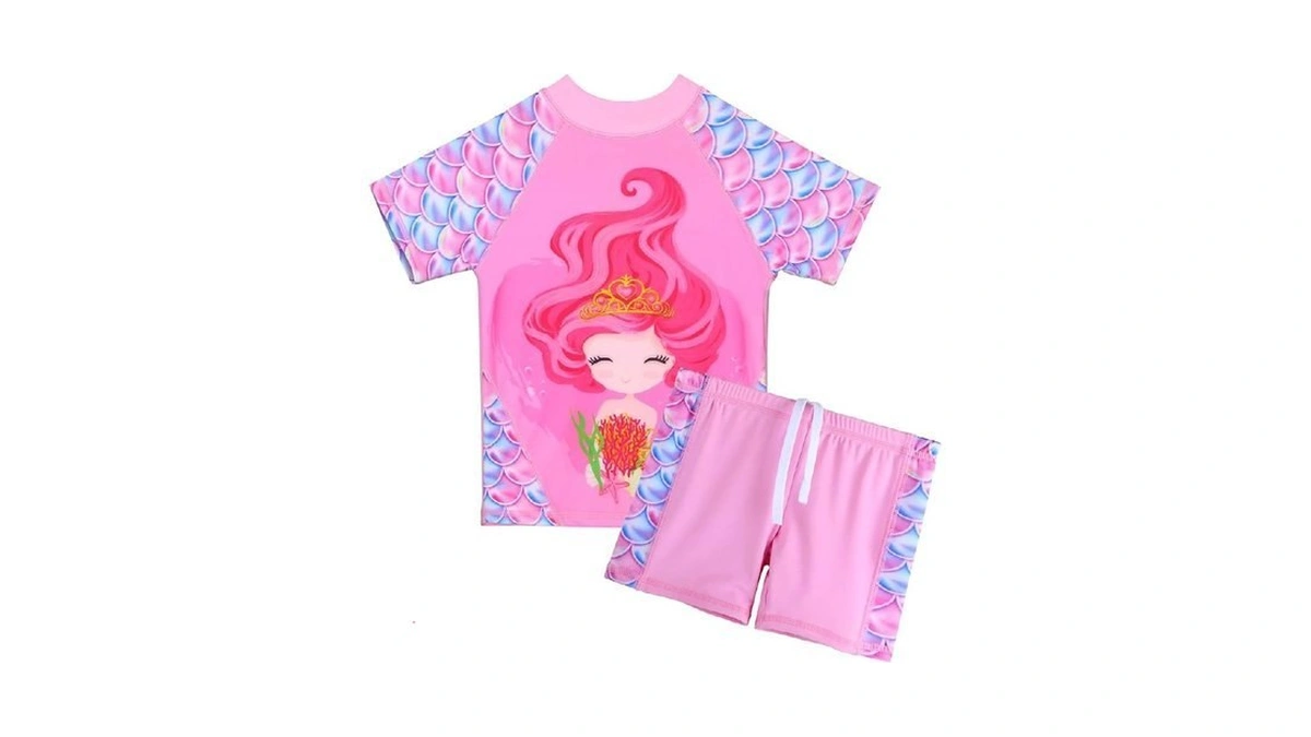Tfjh E Short Sleeve Girls Swimsuits 2pcs Bathing Suits Uv