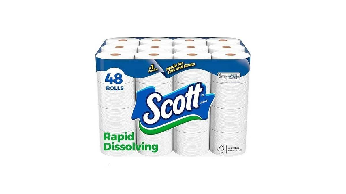 Scott Rapid-dissolving Toilet Paper, 48 Double Rolls, Septic-safe, Toilet Paper