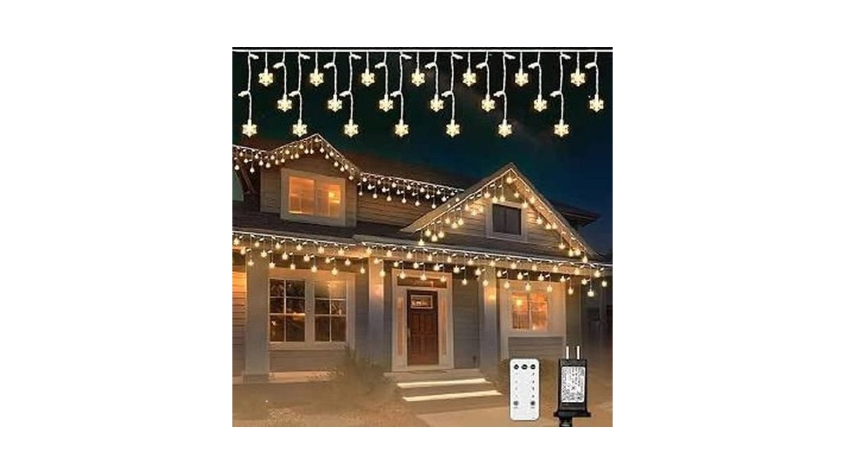 Festia Icicle Curtain Lights -180 Led Warm White, Ip44 Waterproof,