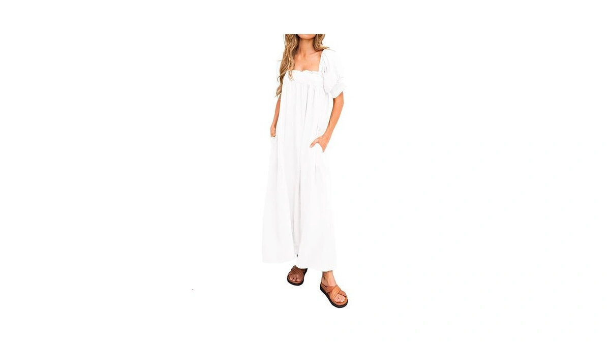 Kirundo Women 2026 Summer Maxi Dress Casual Loose Puff Sleeve