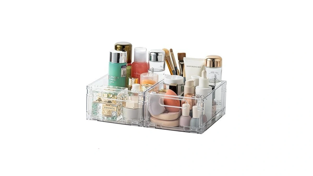 Basedfloor 2-pack Foldable Plastic Baskets, Stackable Storage Baskets With Handles