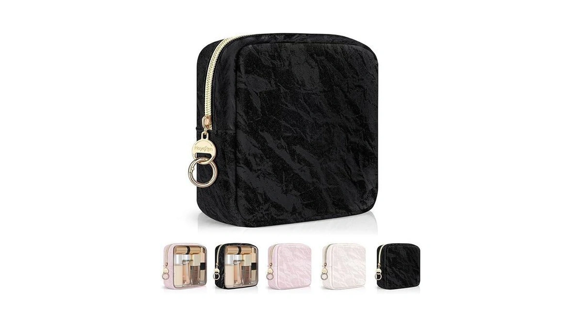 Playexen 5.5" Small Makeup Bag For Purse, Pu Leather Mini