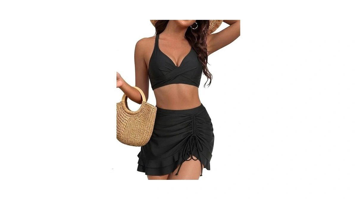 Ajisai Hign Waisted Bikini Sets For Women Swim Skirt Criss