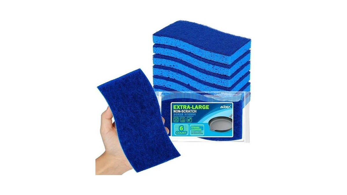 Aidea Xl Scrub Sponges Non-scratch 6count, Extra Large Sponges Kitchen,