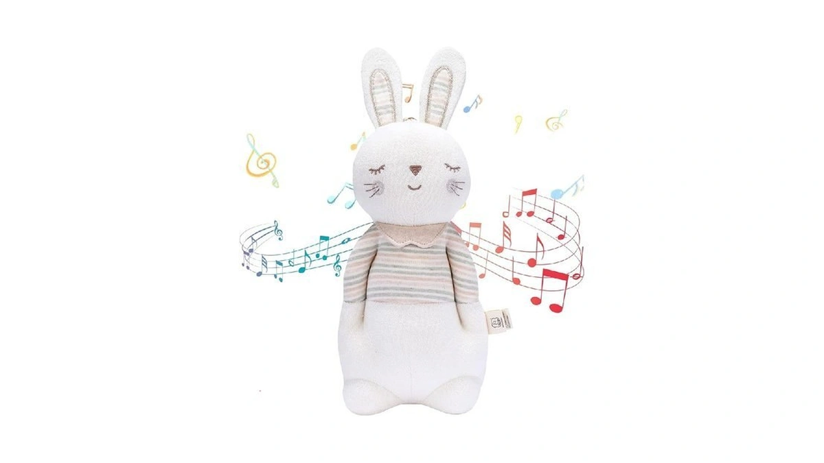 Newborn Baby Toys, Soft Cotton Stuffed Bunny Toy With Lullaby