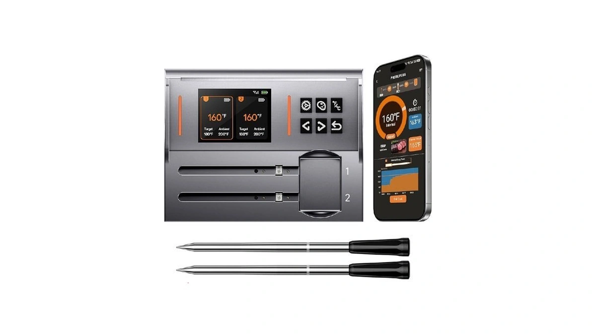 Nigogor Dual Probes Meat Thermometer, Smart Digital Magnetic Standalone Base,