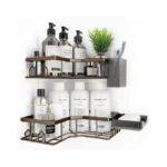 Qhmchldz Adhesive Shower Caddy, 4 Pack Corner Bath Organizer, Rustproof
