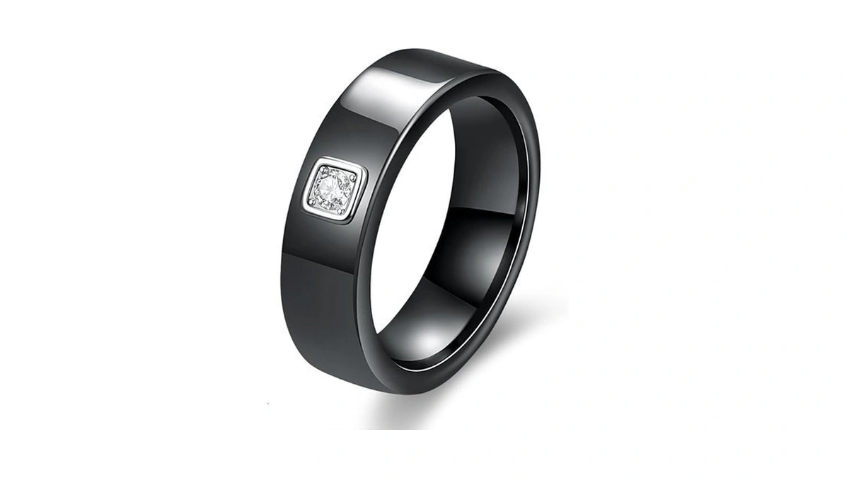 6mm White/black Ceramic Rings Plus Cubic Zirconia For Women Comfort