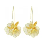 Gold Flower Earrings For Women, Floral Dangle & Hoop Earrings,