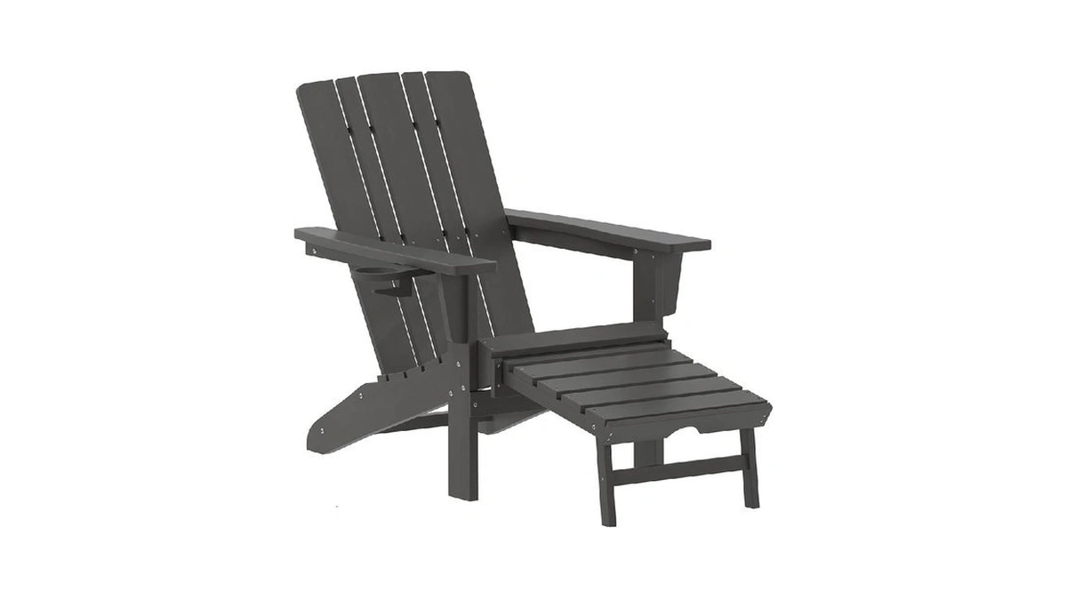 Flash Furniture Halifax Poly Resin Adirondack Chair With Cup Holder