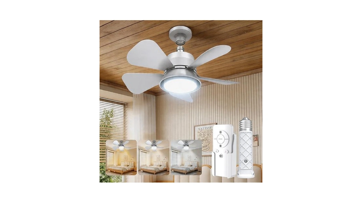 Motctqvd Socket Fan Light With Remote, 3 Colors Small Ceiling