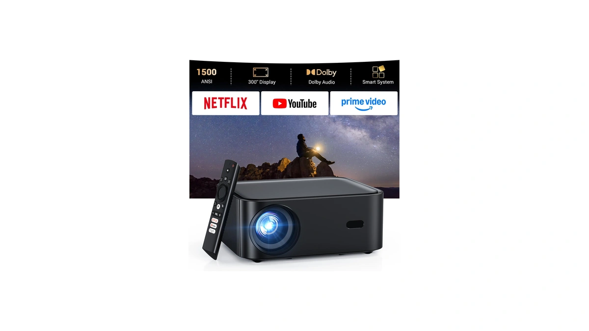 1500 Ansi Lumens Built-in Streaming App Full Hd Smart Projector,