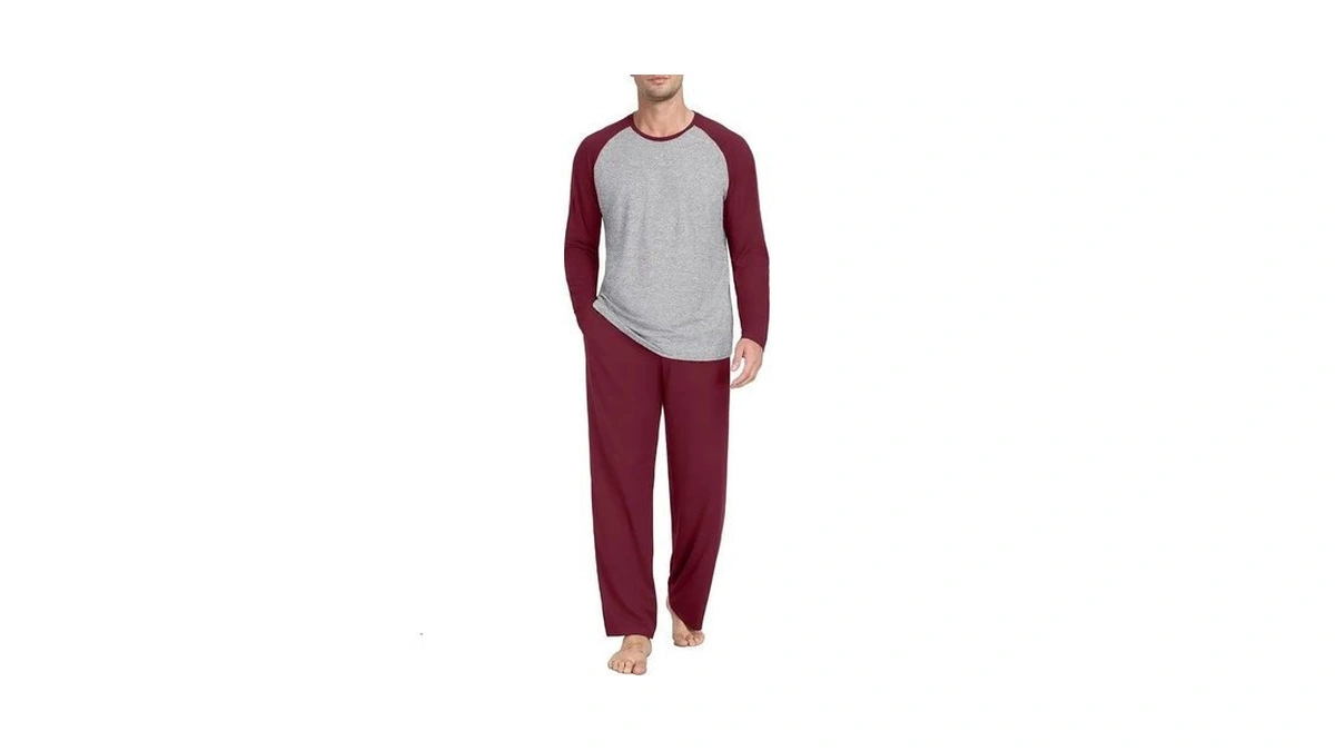 Prinstory Men's Pajama Sets Sleepwear Pjs Lightweight Long Sleeve Crewneck