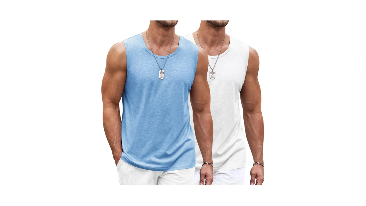 Coofandy Mens Workout Tank Tops Loose Fit 2 Pack Muscle
