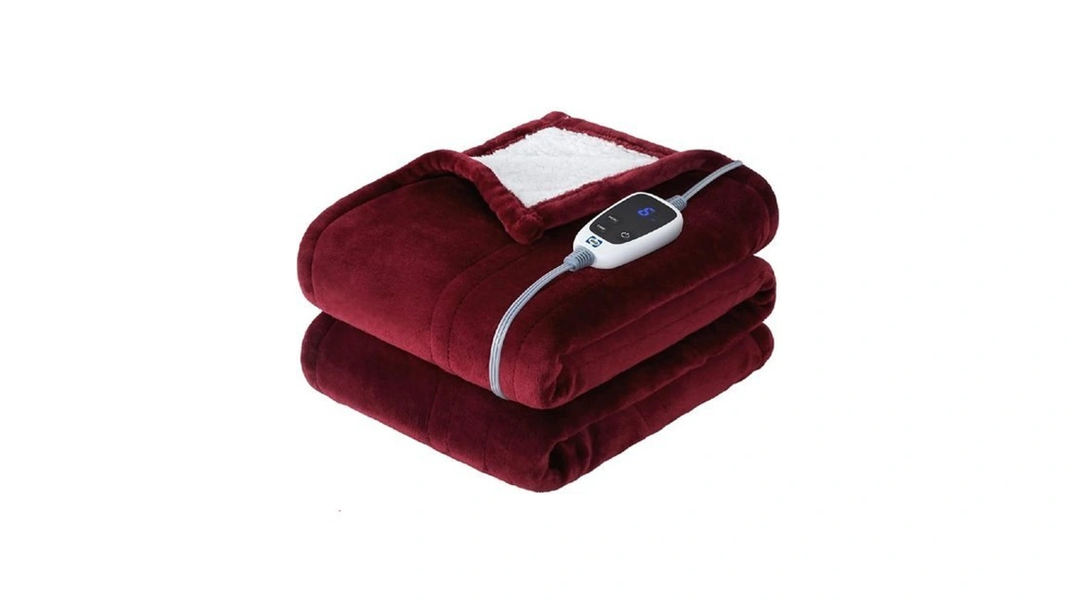 Sealy Heated Throw Blanket, Flannel & Sherpa Cozy Soft Electric