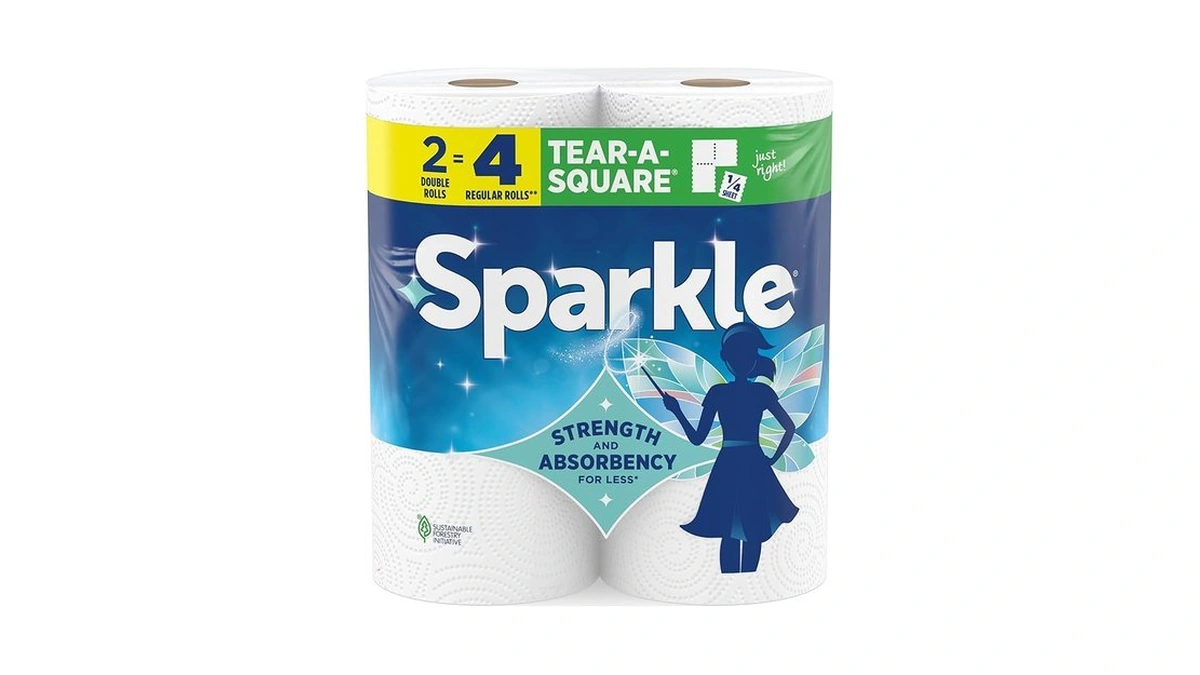 Sparkle Tear-a-square Paper Towels, 2 Double Rolls (220 Sheets Total)