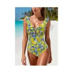 Dolayci Women’s One Piece Swimsuit Ruffle Sleeve V Neck Bathing