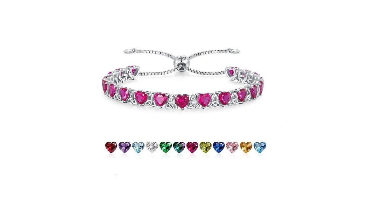 Etermbol July Birthstone Tennis Bracelets For Women, 925 Sterling Silver