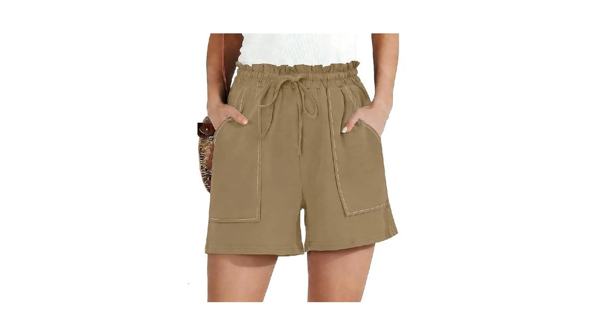 Wrolem Women Summer Shorts Casual Ruffle Draswtring High Waisted Wide