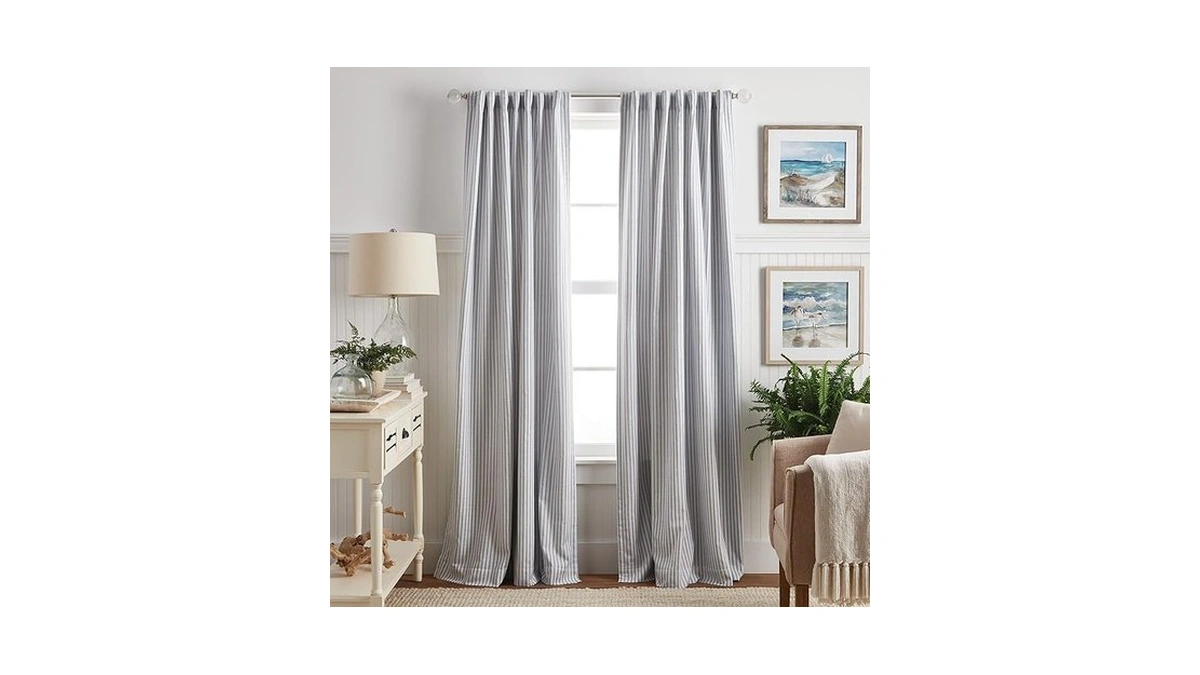 Martha Stewart Ticking Stripe Blackout Lining Rod Pocket/back Tab Window