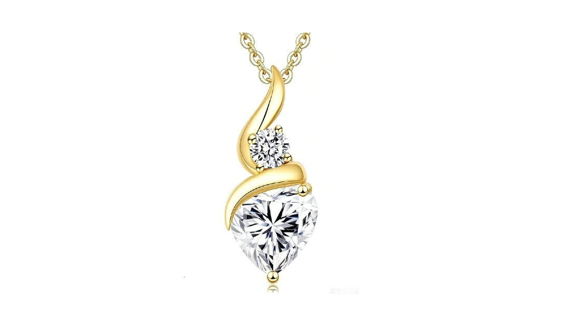 Moissanite Necklaces For Women, Birthstone Necklace Plated With Rhodium/ 14k