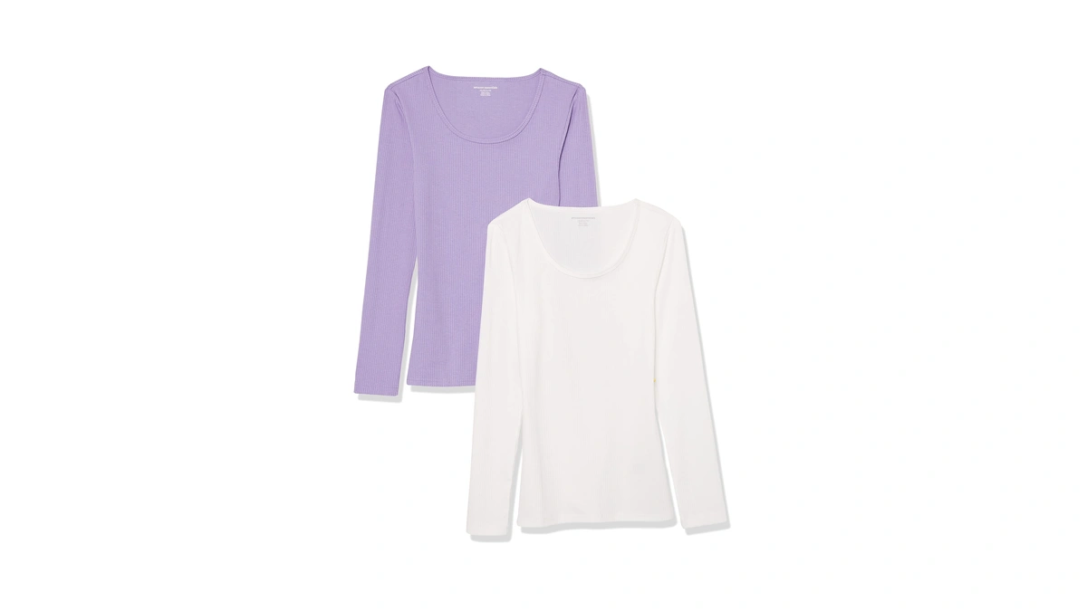 Amazon Essentials Women's Long Sleeve Slim-fit Rib Scoop Neck Sweater,