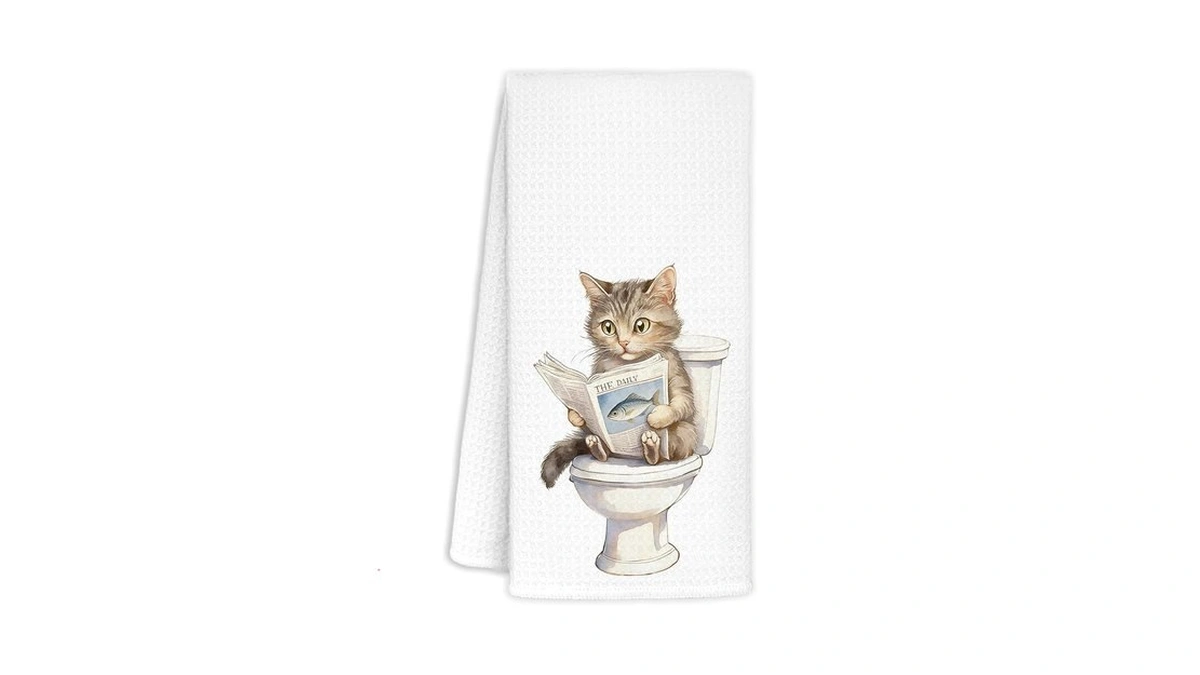 Bnhjkfqz Reading Cat Bathroom Hand Towel,cats Bathroom Decor, Cat Lover